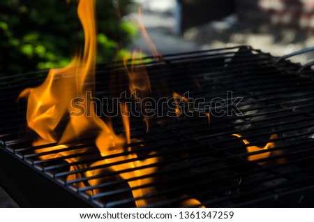 flames on the barbecue