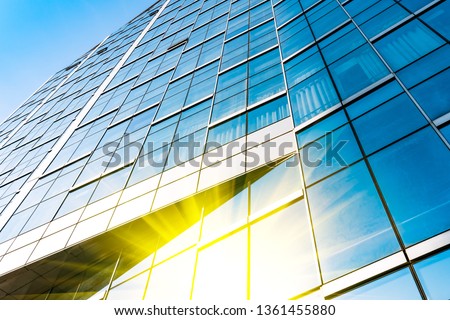 Glass wall in modern architecture