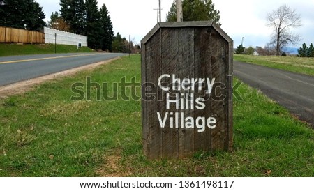City sign of Cherry Hills Village, one of the most affluent places in Colorado and the United States