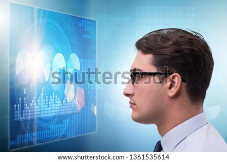 Businessman in futuristic stock trading concept