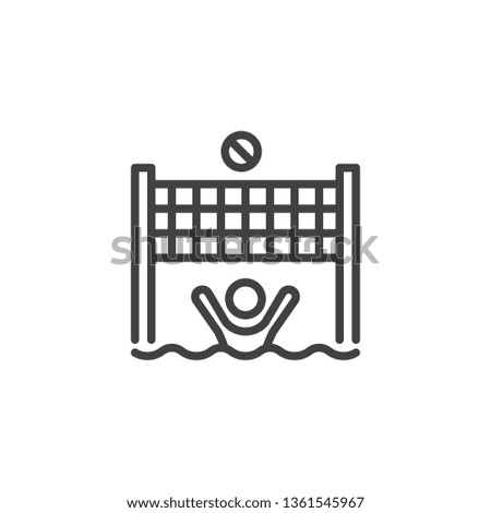 Man playing water volleyball line icon. linear style sign for mobile concept and web design. Summer vacations outline vector icon. Recreation symbol, logo illustration. Pixel perfect vector graphics