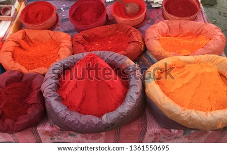 Indian colorful powder, abir (gulal) for holi festival