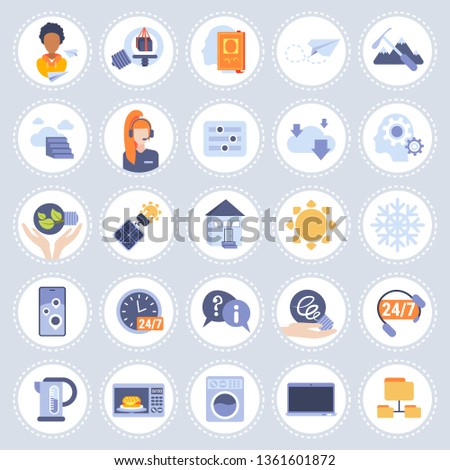 set different technology icons collection flat isolated