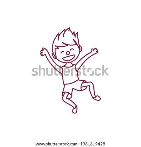 vector cute cartoon kid, child clip art coloring book page