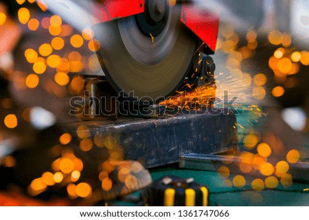 Bokeh from sparks from a circular saw