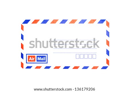 pattern of empty airmail envelope isolated on white background