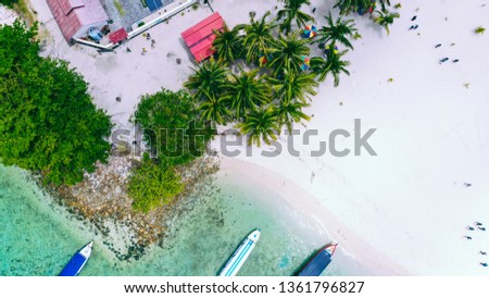 Aerial view of islands in Indonesia Royalty-Free Stock Photo #1361796827
