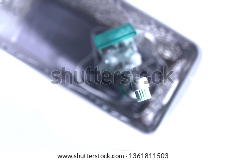Electrical toothbrushes on a white background.