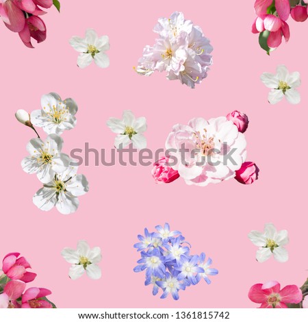 Spring flowers background pattern
