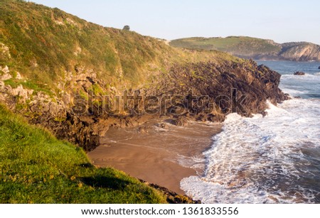 Coastline in Asturias in the north of Spain. You can see the ocean in a sunny day.