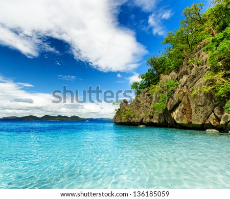 Tropical seashore. Coron, Busuanga island, Palawan province, Philippines.