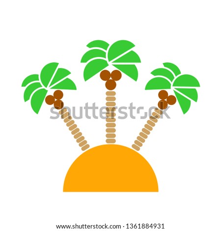 Desert Island with palm trees isolated. Vector