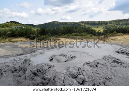 Erupting Mud Volcanoes (Vulcanii Noroiosi) in Berca. Buzau, Romania.