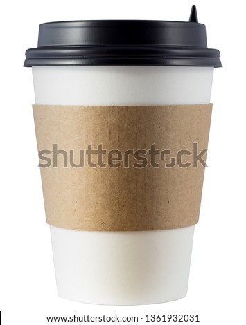 Paper coffee cup isolated on white background Royalty-Free Stock Photo #1361932031