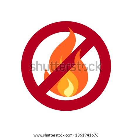 No open flame sign. Simple vector illustration of a fire in flat style