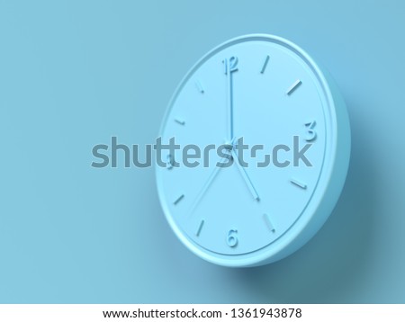 Minimal concept, Office wall clock floating on a blue background. 3D rendering. - Illustration 