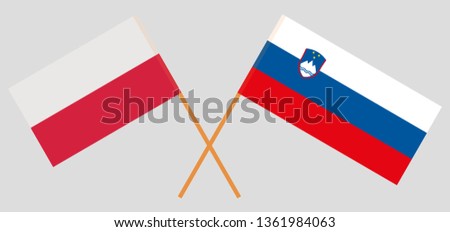 Slovenia and Poland. The Slovenian and Polish flags. Official colors. Correct proportion. Vector illustration
