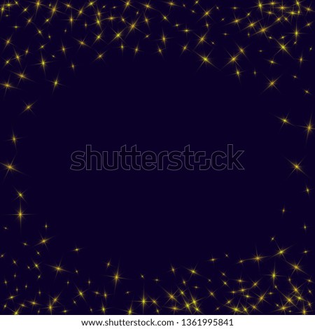Golden falling stars. Festive gold confetti. Abstract decoration for celebrations. Frame of shining stars.