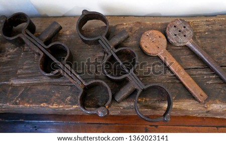Torture instruments for slaves, Diamantina, Brazil                               Royalty-Free Stock Photo #1362023141