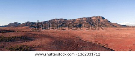 Panorama Drone Aerial Picture of the Flinders Ranges in South Australia during Sunset