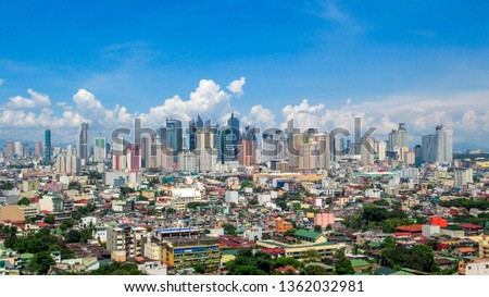 Panorama Picture of the Skyline of Makati and Manila in the Philippines
