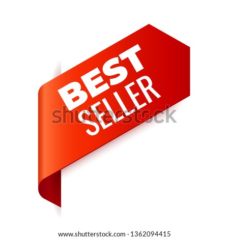 Red Vector Banner Ribbon on white background, left bookmark. Best Seller Royalty-Free Stock Photo #1362094415