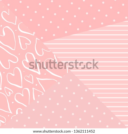 Vector cute geometric background. Abstract pink creative backdrop with hand drawn elements for print, card, baby shower, mother’s , women’s day, Valentine’s day.