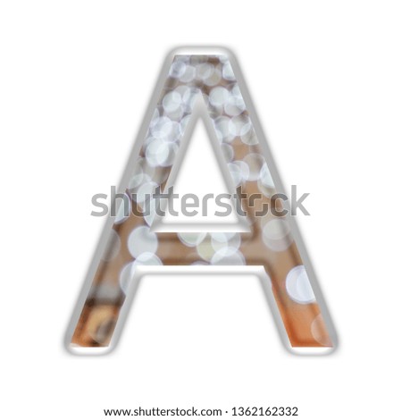 The letter "A" set of light bokeh on white background