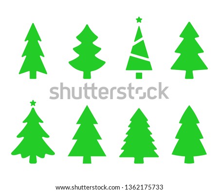Vector collection of christmas trees. Christmas tree silhouettes. Fir tree simple vector illustration isolated on white background