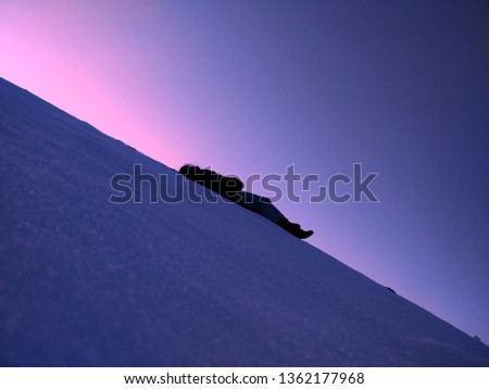 Purple sky and snow