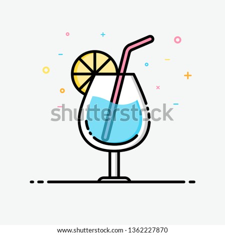 Drink icon in filled outline style for decorated in summer poster and social media banner. Blue hawaii vector icon.