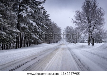 Snowy road in northern michigan