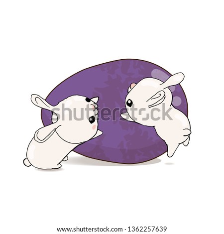 Cute Rabbits With easter Egg vector eps 10