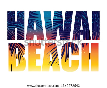 Hawai Beach Summer Paradise Abstract Palm Background. Vector Illustration EPS10
