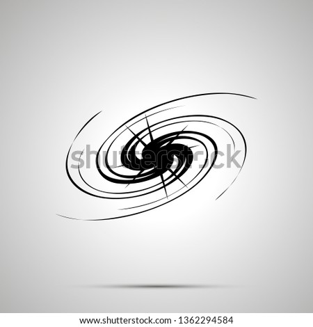 Spiral galactic, simple black icon with shadow