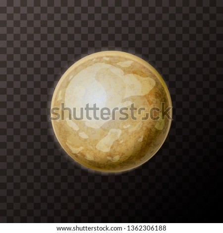 Bright realistic Pluto planet with texture on transparent background