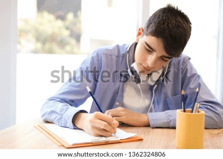 teen student at the desk