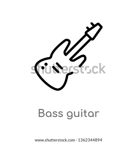 outline bass guitar vector icon. isolated black simple line element illustration from music concept. editable vector stroke bass guitar icon on white background