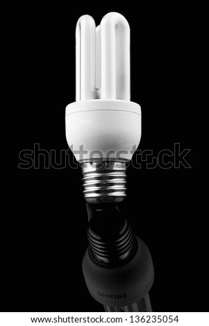 Modern Light bulb on black background