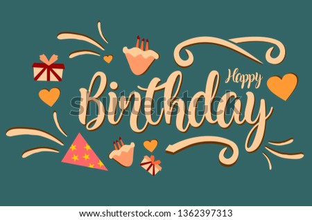 Happy Birthday typography vector design for greeting cards, creative design vector with  simple ornament, cake, love, for birthday invitation, celebration.
