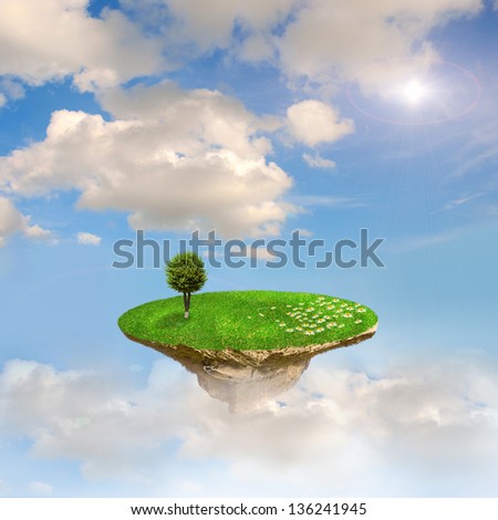 green island flaing in the air