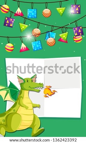 Green dragon decoration card illustration
