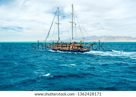 one big beautiful ship on the blue sea