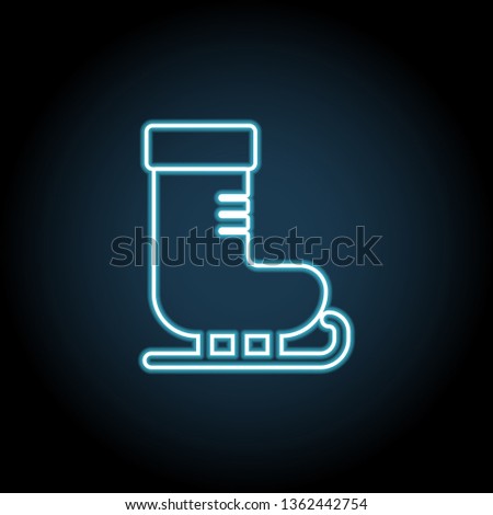 Skates neon glow icon. Simple thin line, outline illustration of Christmas, new year, joy icons for UI and UX, website or mobile application 
