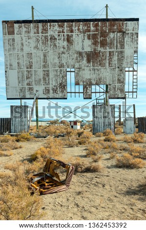 Broken screen of an abandoned drive in theatre Royalty-Free Stock Photo #1362453392