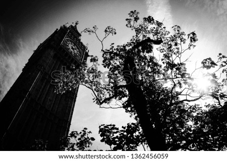 Black and white photography of the Elizabeth Tower, commonly known as Big Ben, at the Palace of Westminster in London, United Kingdom