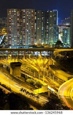 Hong Kong busy downtown at night