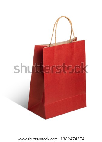 Red shopping bags isolated on white background