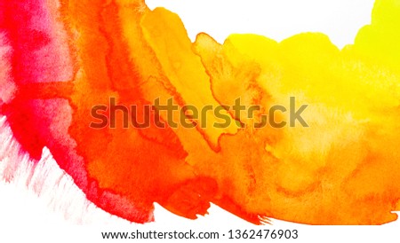Abstract watercolor hand painting background. Gradient color transitions. Red, orange, yellow colors. Royalty-Free Stock Photo #1362476903