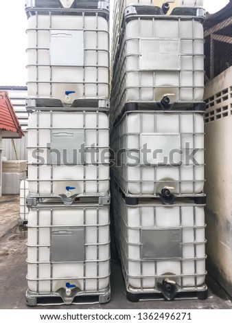 Stock of Intermediate Bulk Container for chemical in Factory.